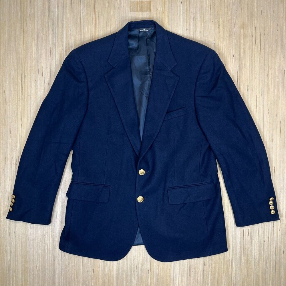Vintage Polo Ralph Lauren University Club Mens Blazer Jacket Blue 44 Made in USA